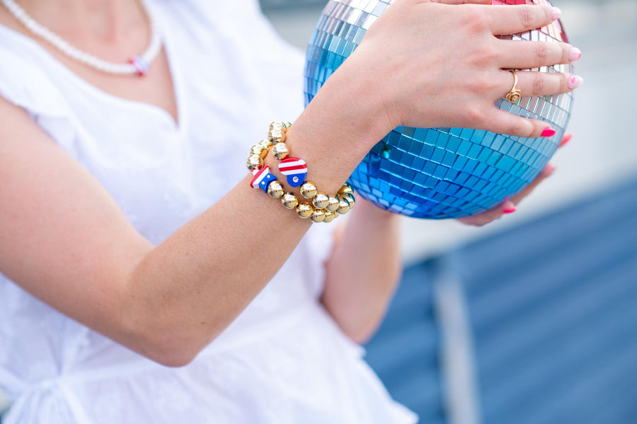 PATRIOTIC HEART & SOUL Gold Stretchy Bracelet Stack