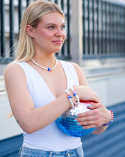 PATRIOTIC HEART & SOUL Authentic Freshwater Pearls Heart Necklace