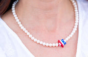 PATRIOTIC HEART & SOUL Authentic Freshwater Pearls Star Necklace