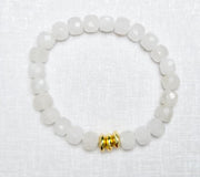 The Sylvie Small Square Stone Stretchy Bracelet in Clear with Gold