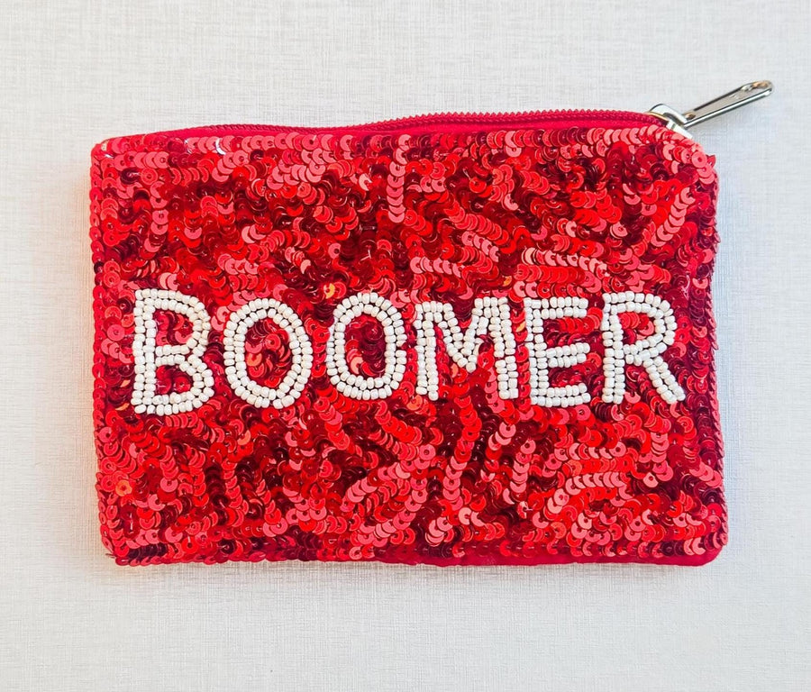 Boomer Sooner OU hand Beaded Sequins Gameday Coin Purse