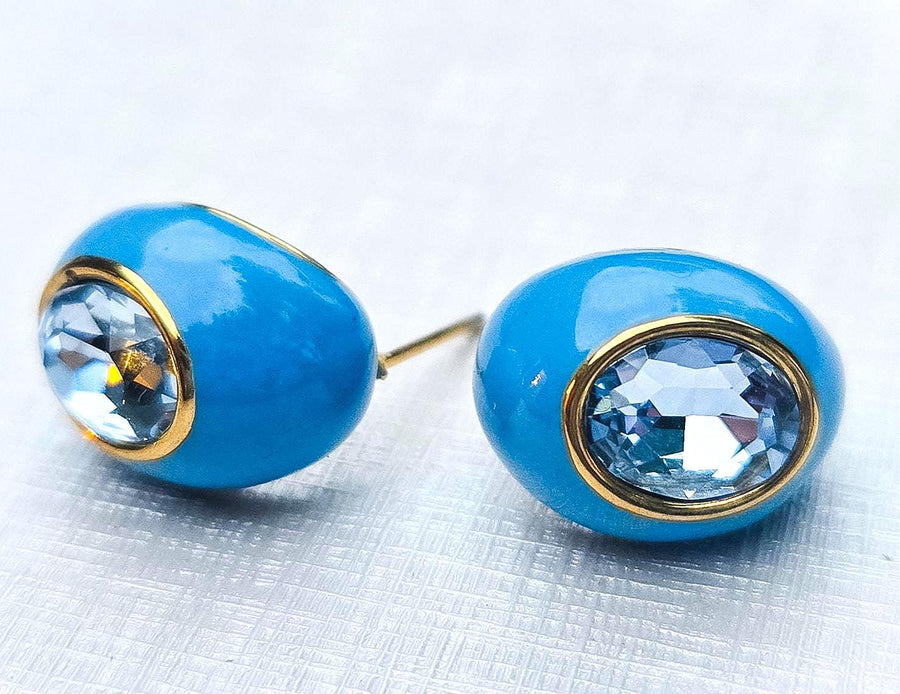 The Pippa Pearl Studs with Blue Jewels