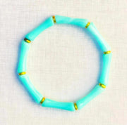 The Thin Bridgette Bamboo Acrylic Bangle Set in Seafoam Green (in Gold or Silver)