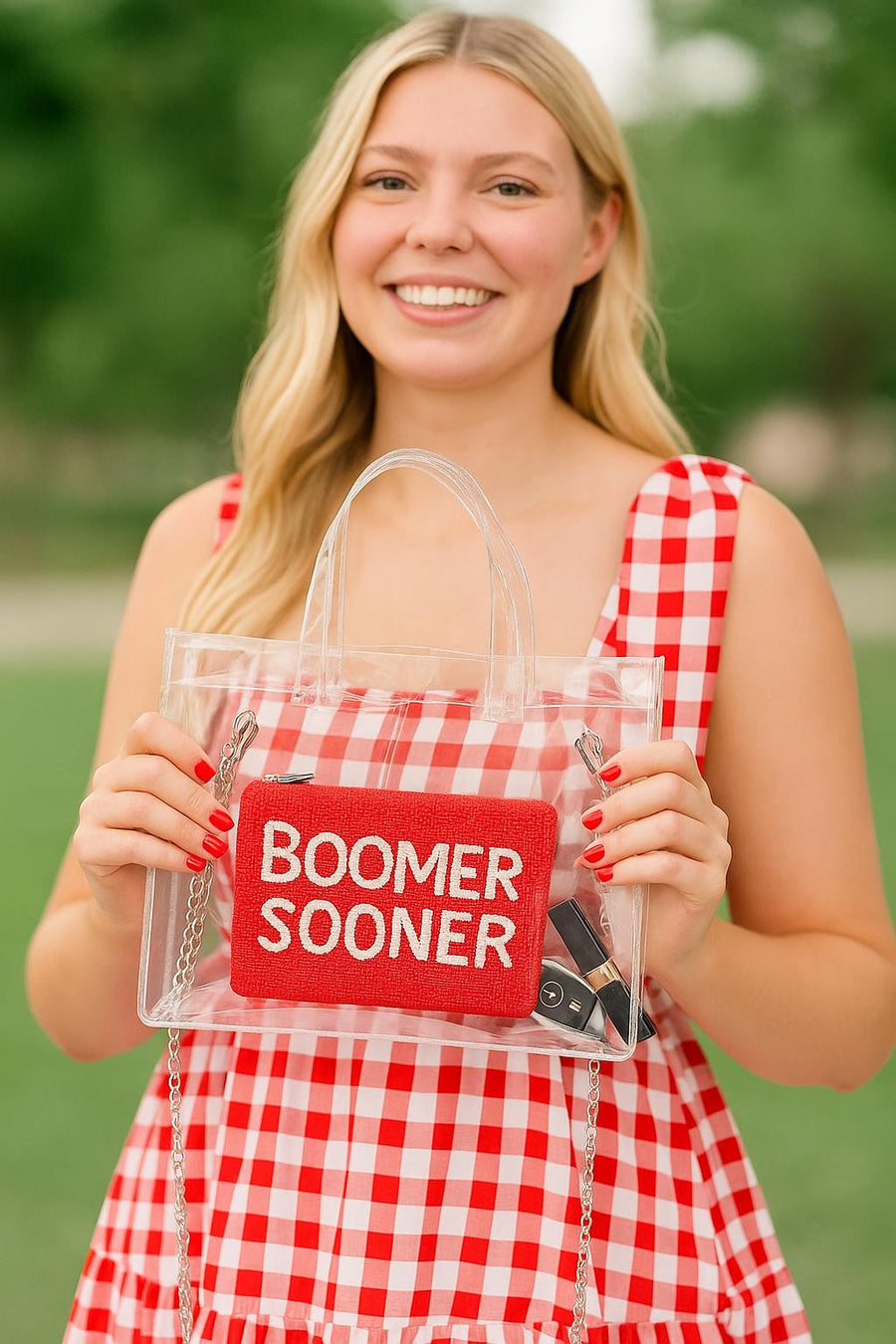 Handmade Beaded Gameday Custom Coin Purse | Bag for Clear Stadium Bags | Oklahoma Sooners | Boomer | 405 Local Original | OU