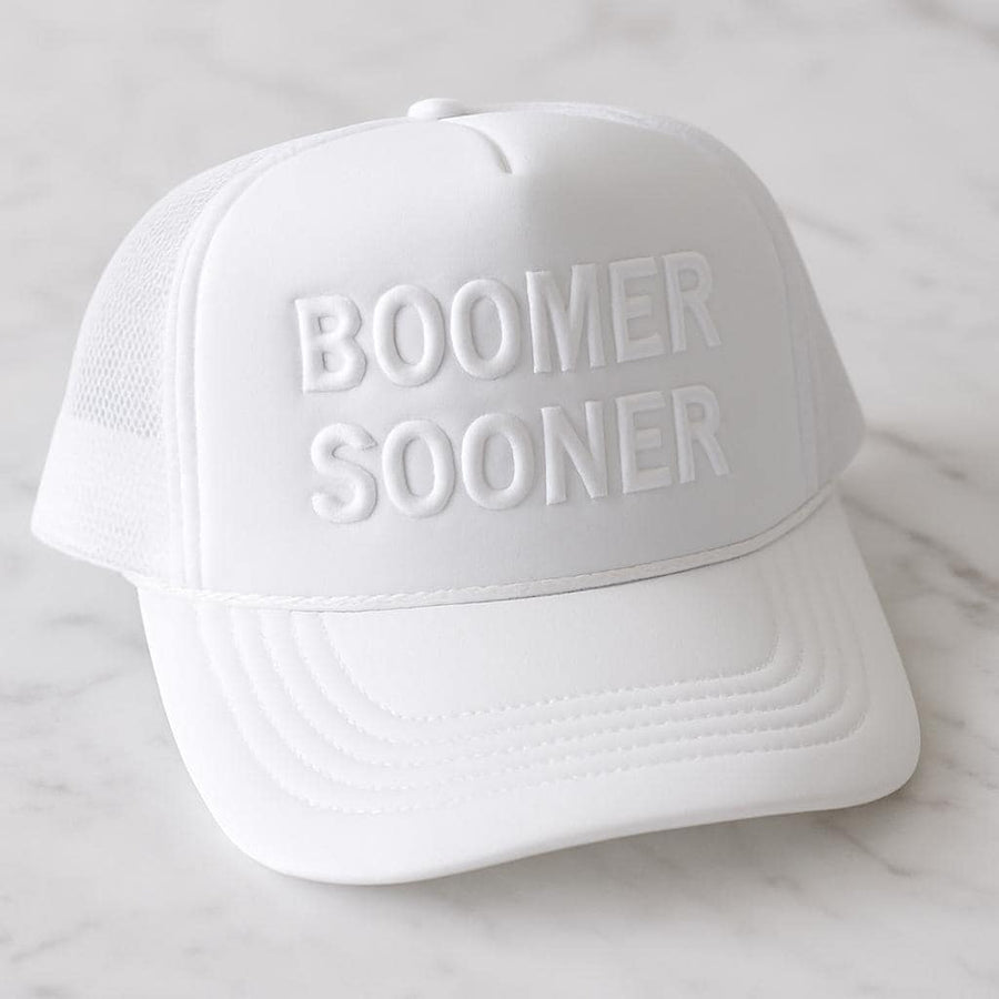 Boomer Sooner Hat  White Trucker Cap | Game Day Embroidered Baseball Hat | OU Fan Gear | College Spirit Accessories