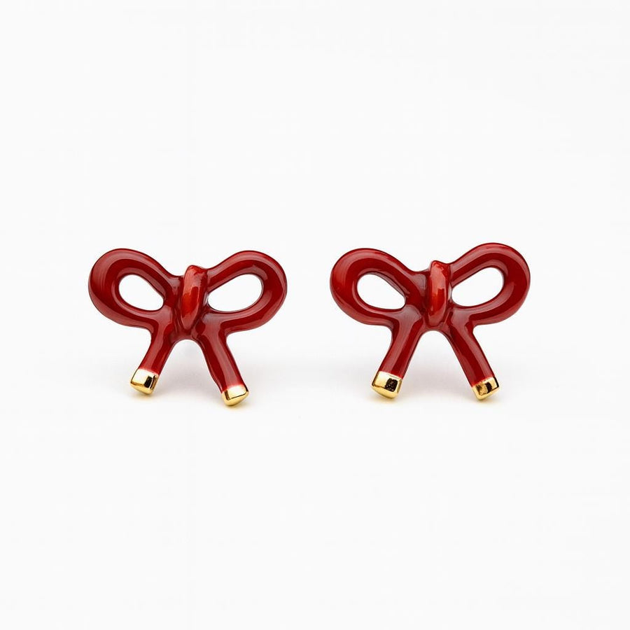 Enamel Bow Gameday Earrings  Red Bow Studs, Lightweight Team Spirit Jewelry, Preppy Tailgate Accessories l OU Boomer l Bama Roll Tide