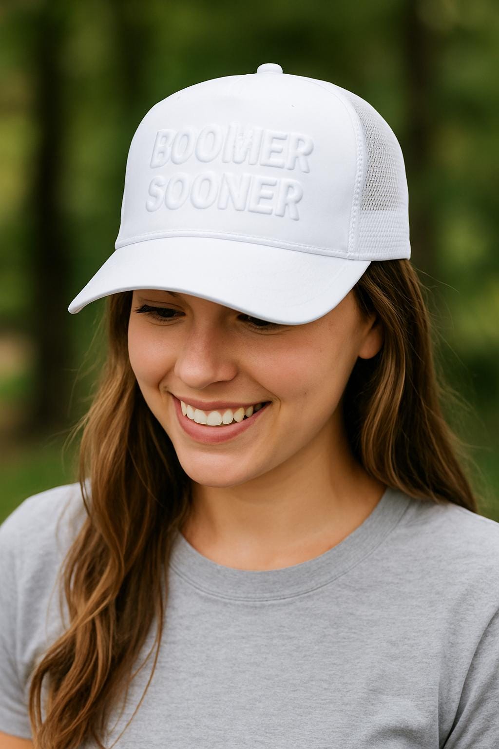 Boomer Sooner Hat  White Trucker Cap | Game Day Embroidered Baseball Hat | OU Fan Gear | College Spirit Accessories