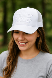 Boomer Sooner Hat  White Trucker Cap | Game Day Embroidered Baseball Hat | OU Fan Gear | College Spirit Accessories