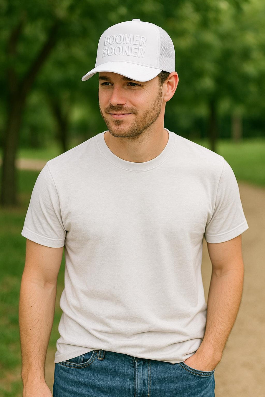 Boomer Sooner Hat  White Trucker Cap | Game Day Embroidered Baseball Hat | OU Fan Gear | College Spirit Accessories
