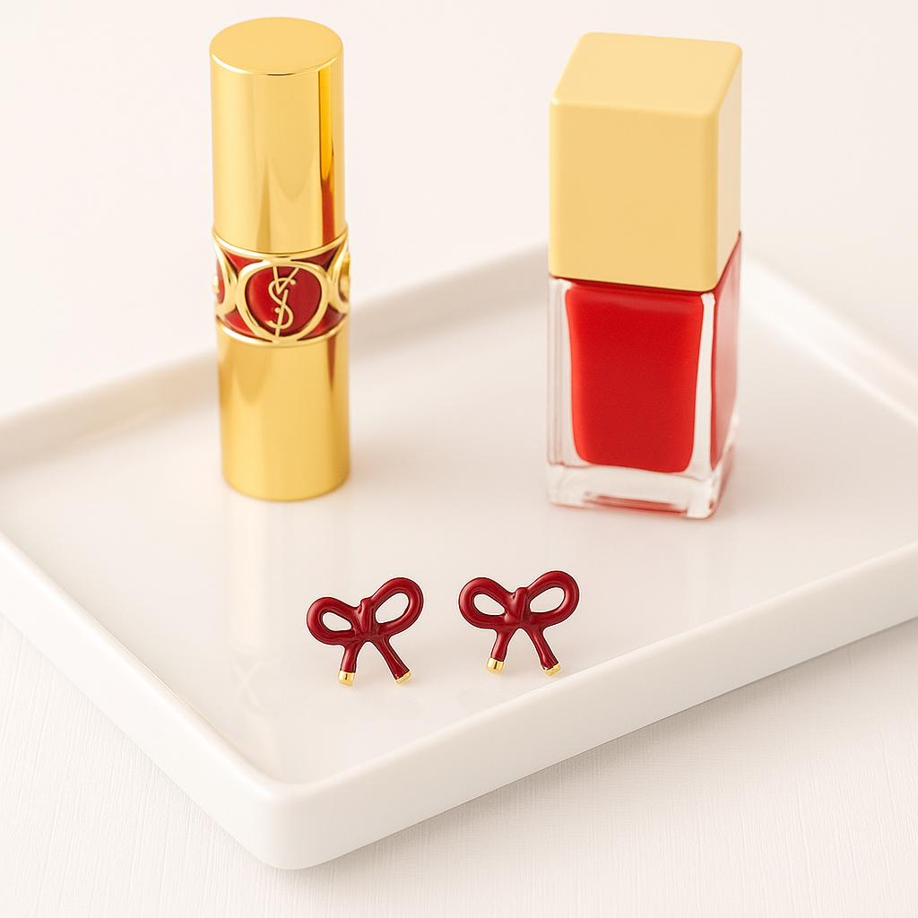 Enamel Bow Gameday Earrings  Red Bow Studs, Lightweight Team Spirit Jewelry, Preppy Tailgate Accessories l OU Boomer l Bama Roll Tide