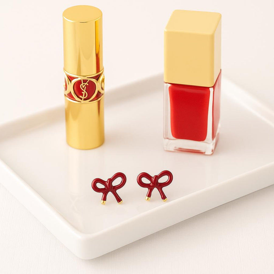 Enamel Bow Gameday Earrings  Red Bow Studs, Lightweight Team Spirit Jewelry, Preppy Tailgate Accessories l OU Boomer l Bama Roll Tide