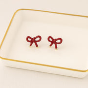 Enamel Bow Gameday Earrings  Red Bow Studs, Lightweight Team Spirit Jewelry, Preppy Tailgate Accessories l OU Boomer l Bama Roll Tide