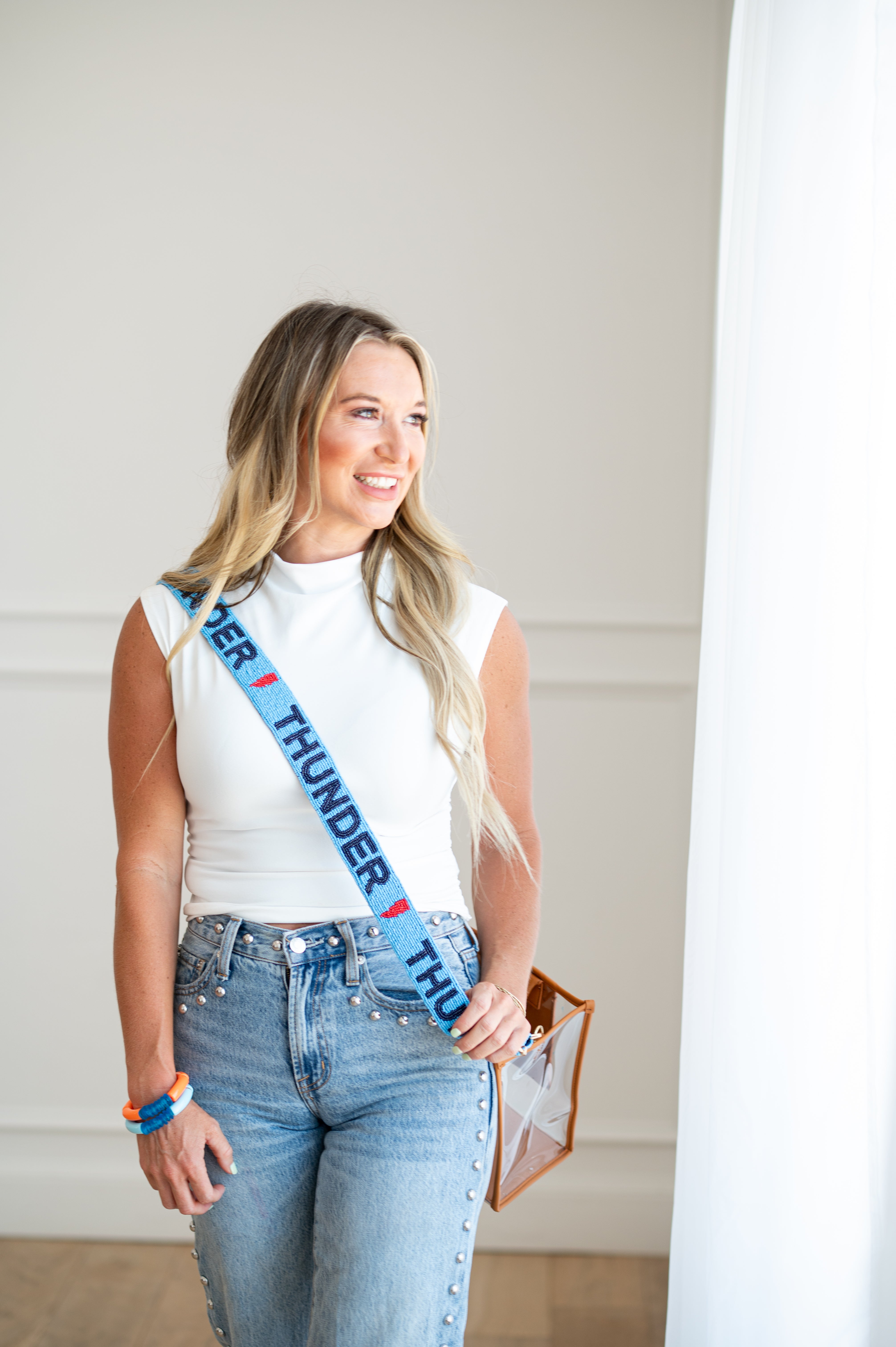 OKC Thunder Gameday Strap - Gold Adjustable Hardware - Hand-sewn