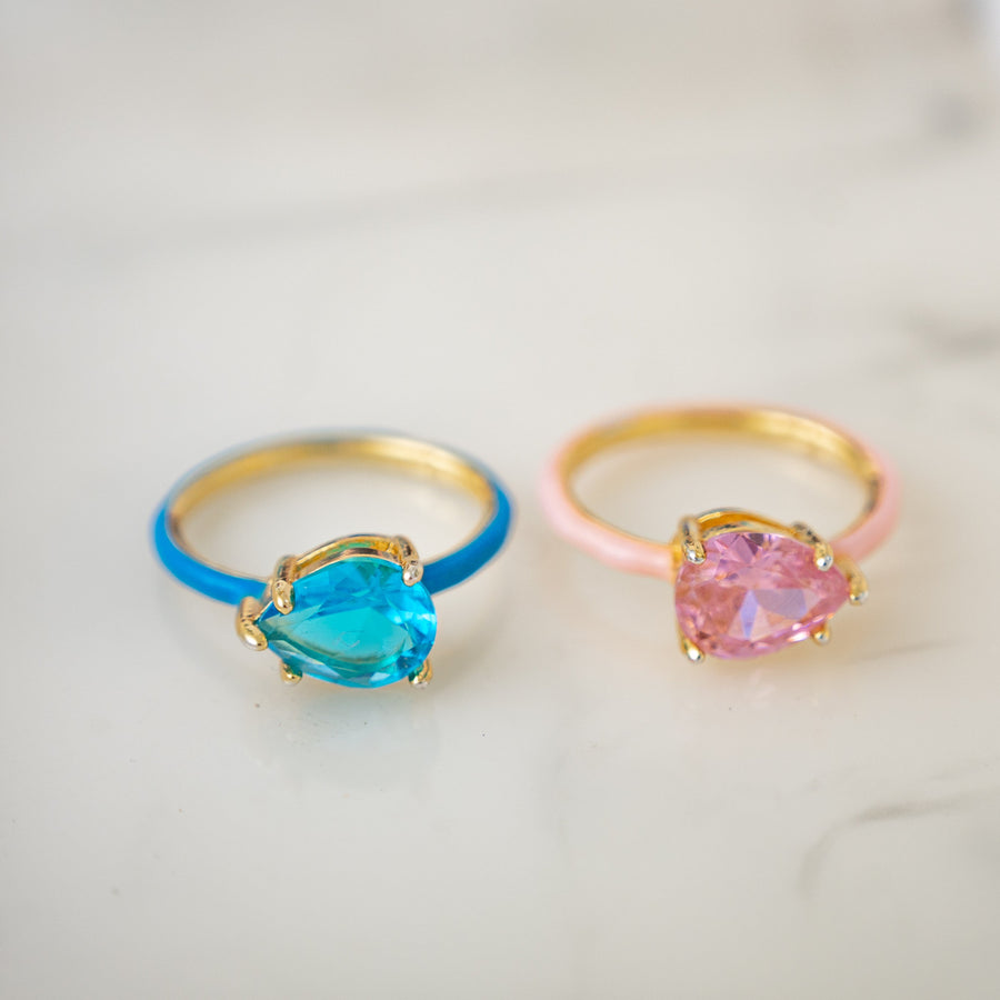 The Lucie Enamel Monochromatic Jewel Ring - Ballet Slipper Pink