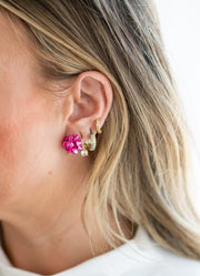 Classic Christmas Bow Stud Earrings - Pink