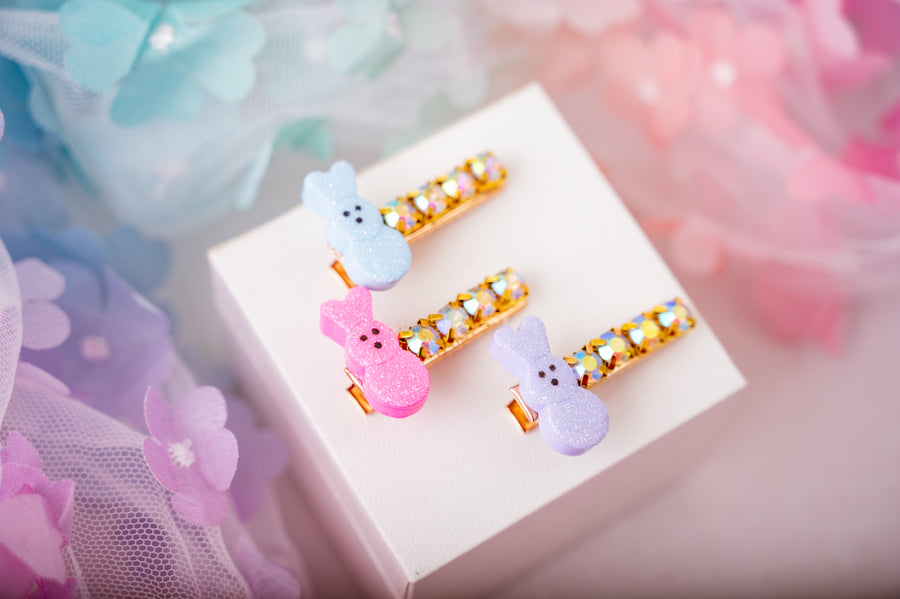 Peeps Rhinestone Bling Hair Clips