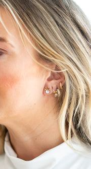 The Dainty & Delicate Tiny Reindeer Clear Zircon and Gold Stud Earrings