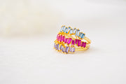 The Josephine Jagged Baguettes on Gold Band