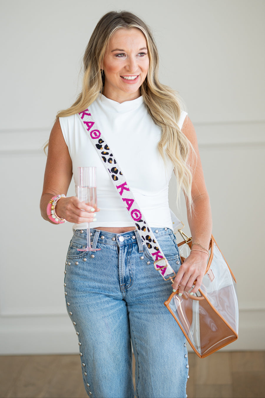 Kappa Alpha Theta Gameday Purse Strap - Gold Hardware - KAO - Leopard