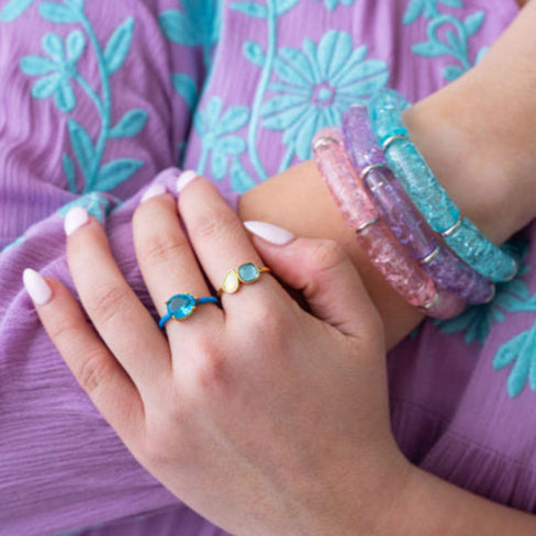 The Winnie Blue Stone & Opal Ring in Gold