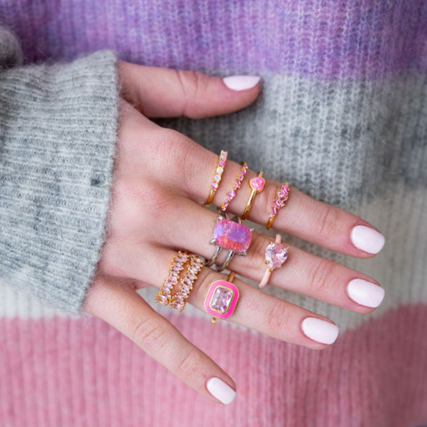 The Piper Gradient Pink Ombre Opal Ring - Adjustable