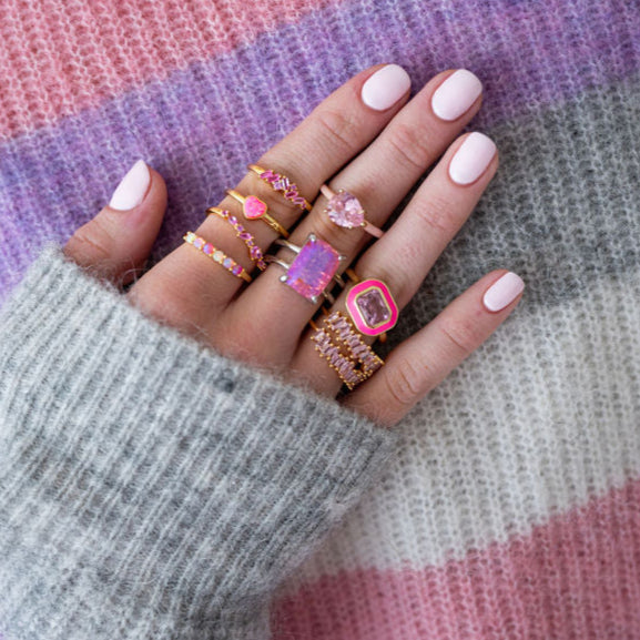 The Marnie Moonstone Statement Ring in Candy Kisses Pink
