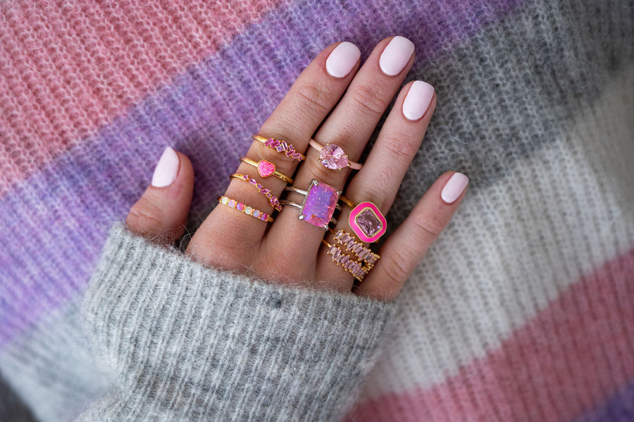 The Piper Gradient Pink Ombre Opal Ring - Adjustable