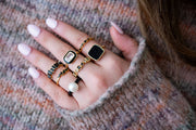The Beverly Hills Black & Gold Druzy Ring - Adjustable