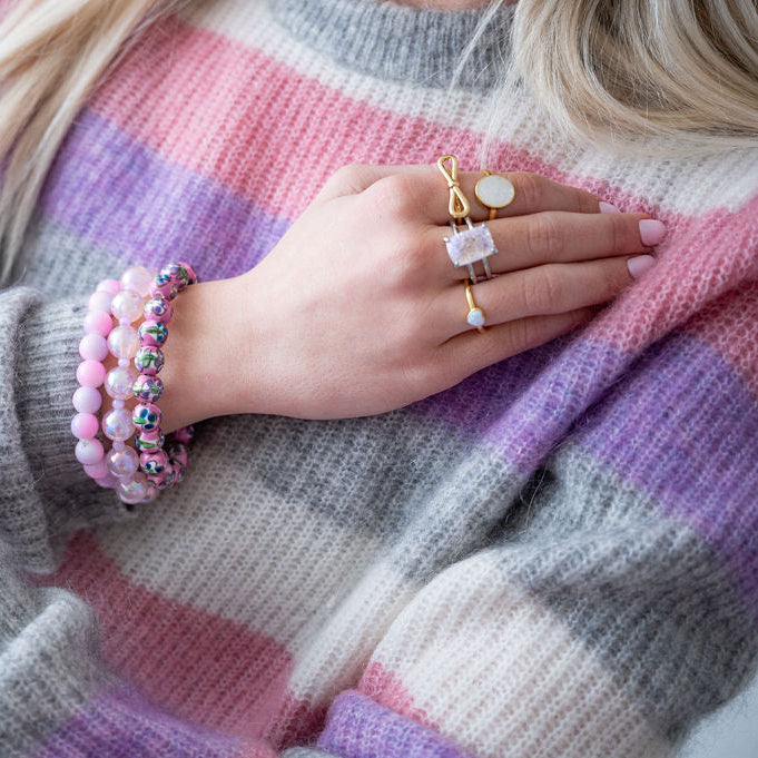 The Marnie Moonstone Statement Ring in Clear - Adjustable