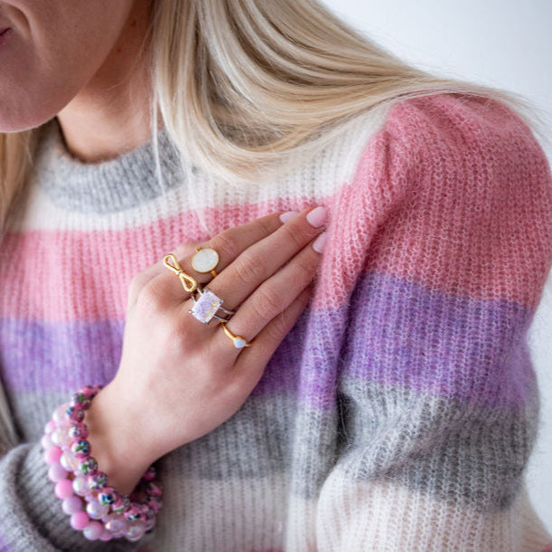 The Ocean is Calling Mother of Pearl Dainty Adjustable Gold and White Shell Ring