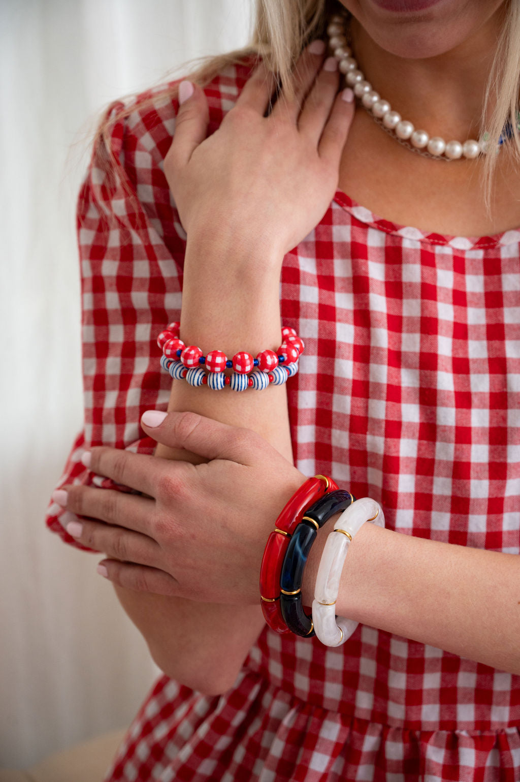 The Too Cool For British Rule Gingham and Striped Patriotic Stack