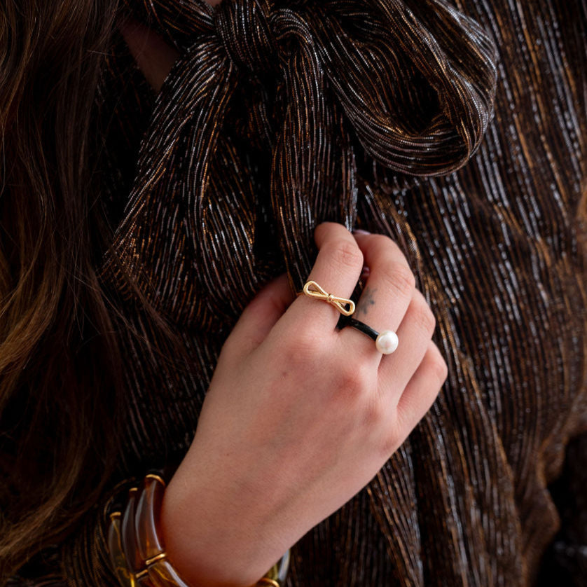 The Gabby Gold Bourgeoisie Bow Ring - Adjustable