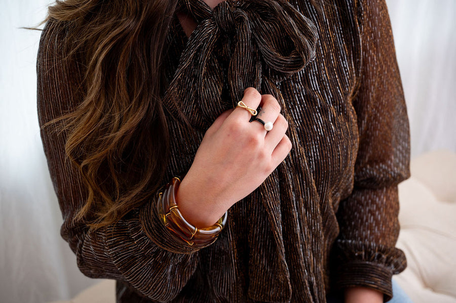 The Gabby Gold Bourgeoisie Bow Ring - Adjustable