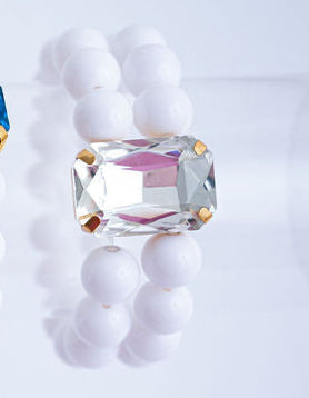 The Dottie Large Gem Stacked Bracelet in Clear