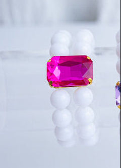 The Dottie Large Gem Stacked Bracelet in Hot Pink