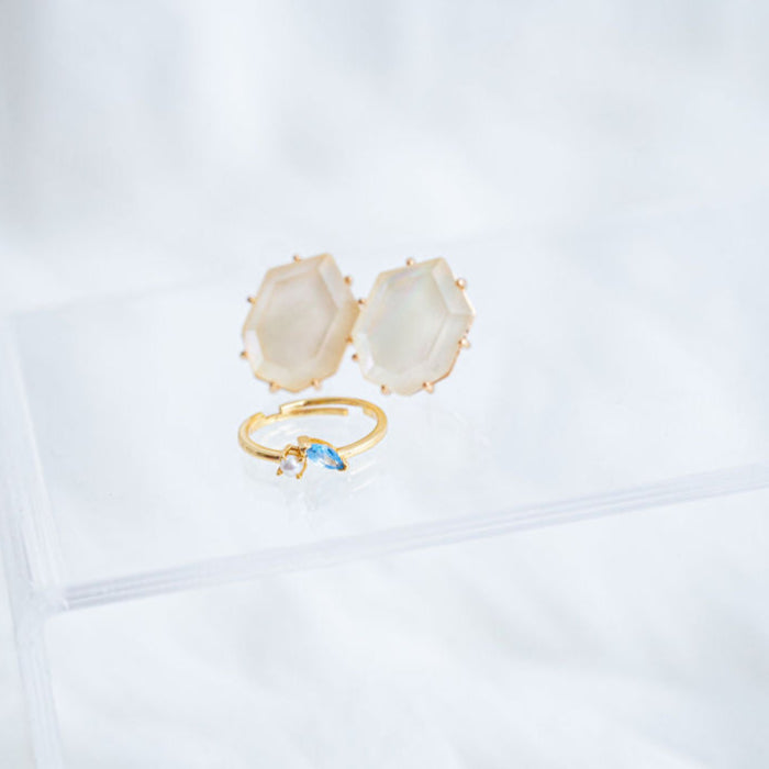 The Iris Dainty & Delicate Black and Gold Ring - Adjustable