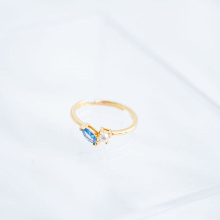 The Iris Dainty & Delicate Black and Gold Ring - Adjustable