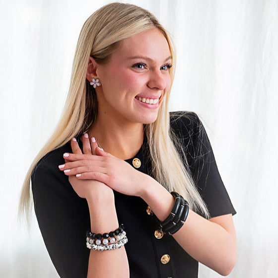 The Beverly Hills Chic Stretchy Bracelet Stack in Gold or Silver Accents