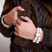The Dottie Large Gem Stacked Bracelet in Clear