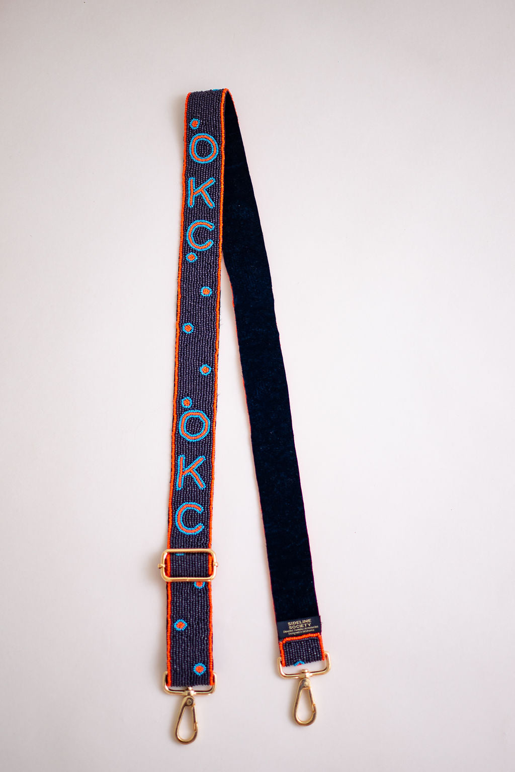 Hand Beaded OKC Thunder Gameday Strap – Adjustable Bag Strap, Blue Beaded Purse Strap for Basketball Fans, Game Day Accessories - Polka Dots