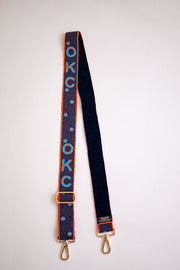 Hand Beaded OKC Thunder Gameday Strap – Adjustable Bag Strap, Blue Beaded Purse Strap for Basketball Fans, Game Day Accessories - Polka Dots