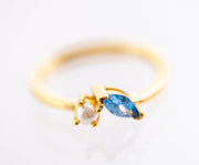 The Iris Dainty & Delicate Black and Gold Ring - Adjustable