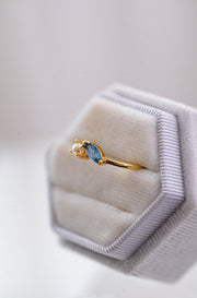 The Iris Dainty & Delicate Black and Gold Ring - Adjustable