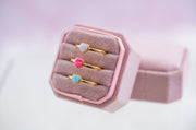 The Millie Dainty & Delicate Opal Heart Ring in Gold - Adjustable - Hot Pink Opal