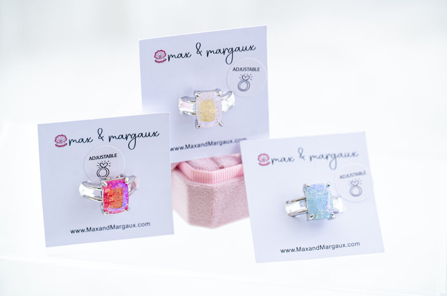 The Marnie Moonstone Statement Ring in Clear - Adjustable