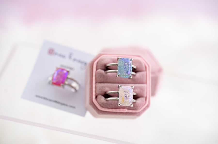 The Marnie Moonstone Statement Ring in Clear - Adjustable