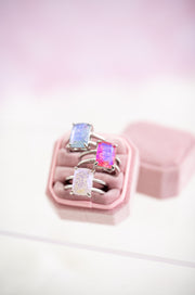 The Marnie Moonstone Statement Ring in Clear - Adjustable