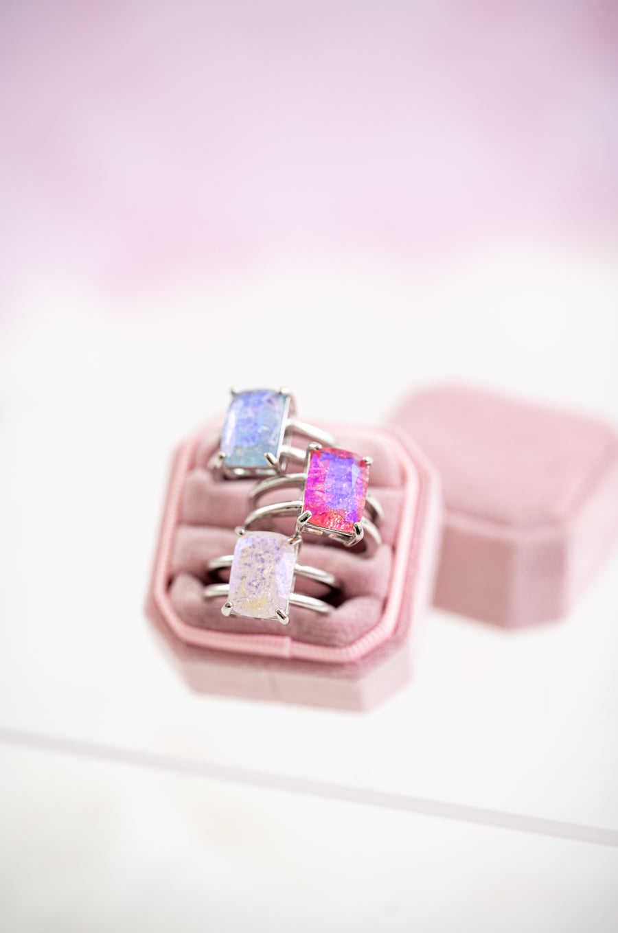 The Marnie Moonstone Statement Ring in Clear - Adjustable