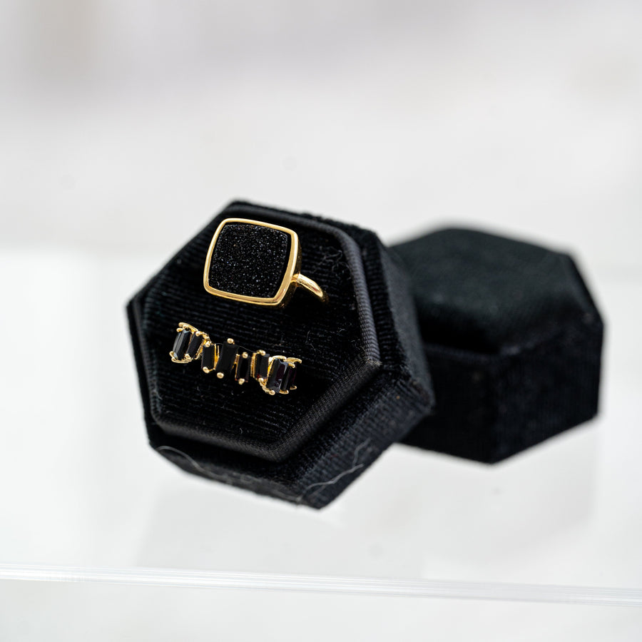 The Beverly Hills Black & Gold Druzy Ring - Adjustable
