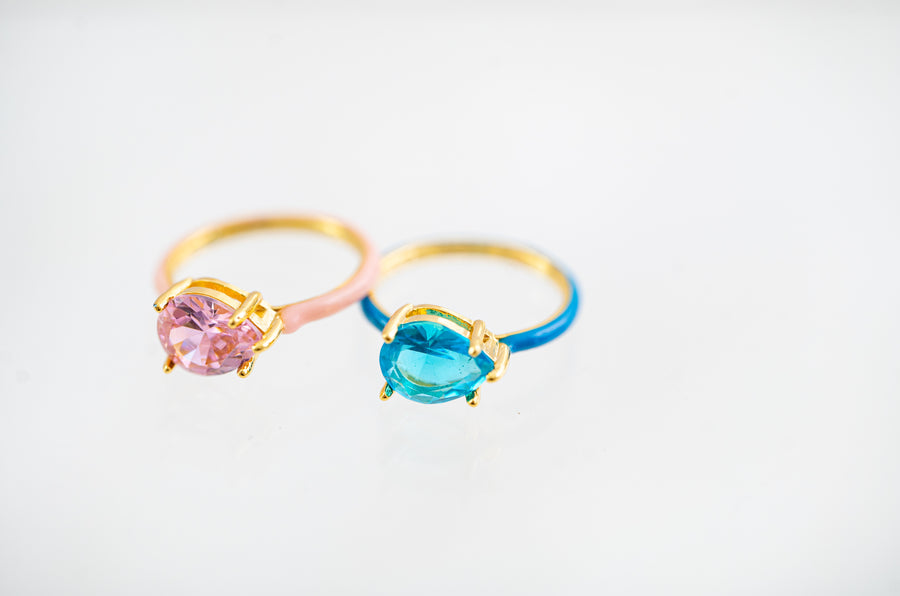 The Lucie Enamel Monochromatic Jewel Ring - Ballet Slipper Pink